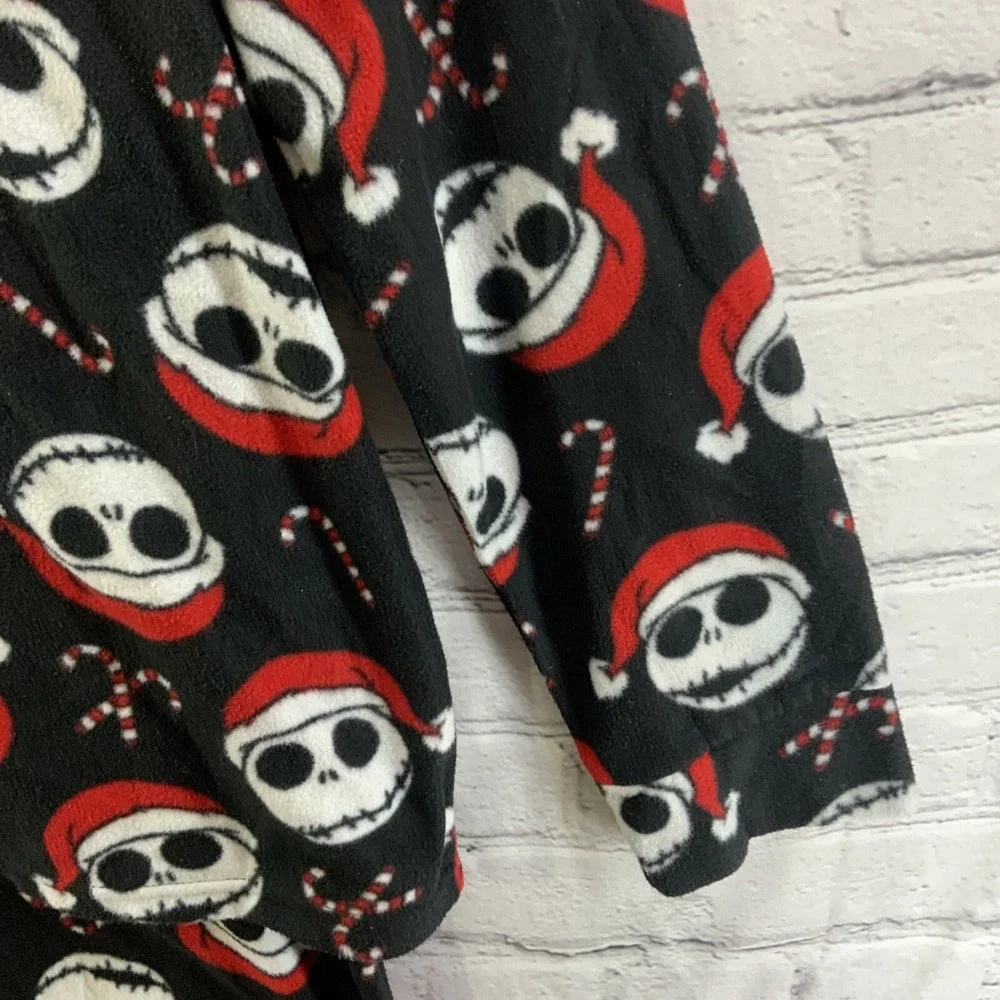 Disney Nightmare Before Christmas Pajama Set Sz L Fleece Black Red Jack - Picture 5 of 7